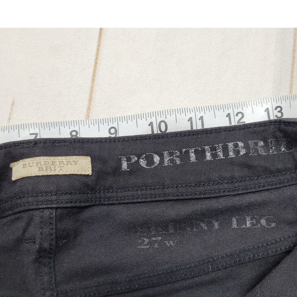 Burberry Brit black leather panel skinny jeans equestrian moto - Picture 6 of 10